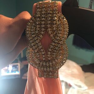 One shoulder high low prom dress in pink